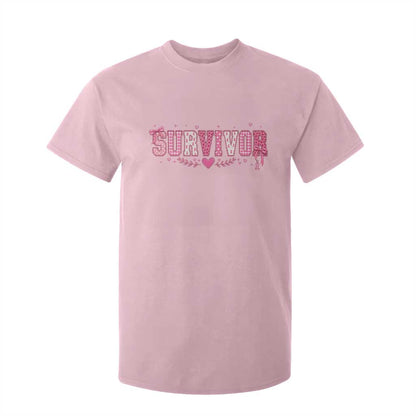 Breast Cancer Survivor Pride T Shirt For Kid Pink Coquette Bow Ribbon Strength