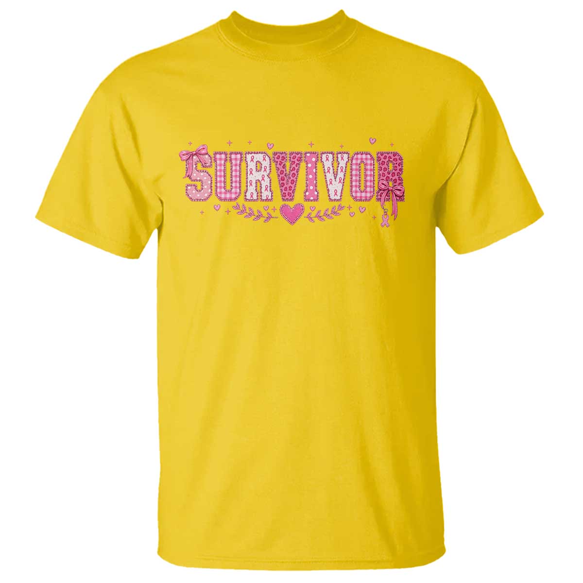 Breast Cancer Survivor Pride T Shirt Pink Coquette Bow Ribbon Strength