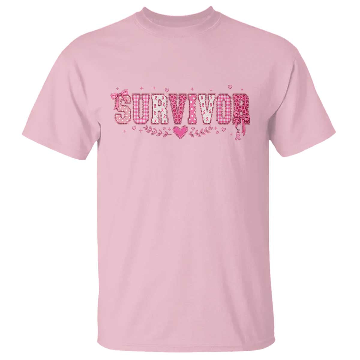 Breast Cancer Survivor Pride T Shirt Pink Coquette Bow Ribbon Strength