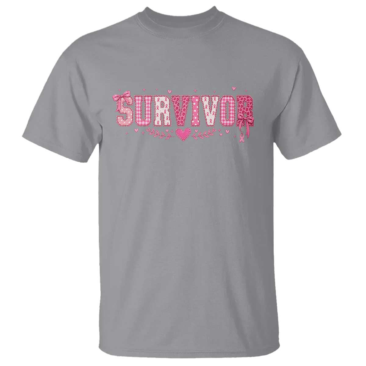 Breast Cancer Survivor Pride T Shirt Pink Coquette Bow Ribbon Strength