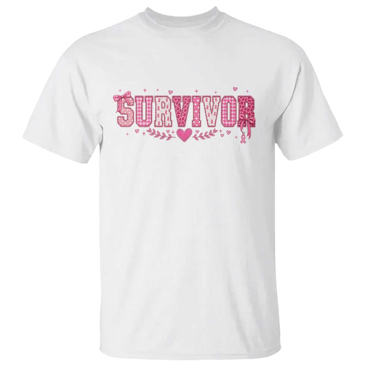 Breast Cancer Survivor Pride T Shirt Pink Coquette Bow Ribbon Strength
