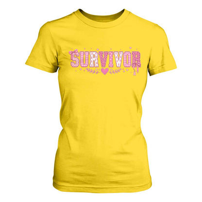 Breast Cancer Survivor Pride T Shirt For Women Pink Coquette Bow Ribbon Strength