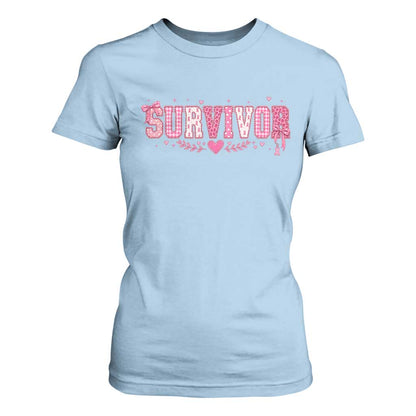 Breast Cancer Survivor Pride T Shirt For Women Pink Coquette Bow Ribbon Strength