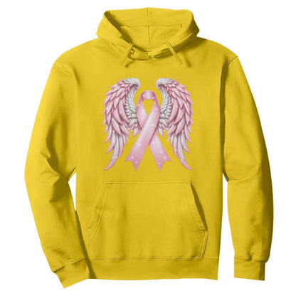 Breast Cancer Warrior Support Hoodie Pink Ribbon Angel Wings Hope