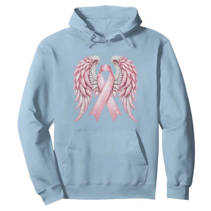 Breast Cancer Warrior Support Hoodie Pink Ribbon Angel Wings Hope