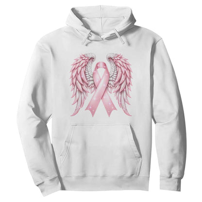 Breast Cancer Warrior Support Hoodie Pink Ribbon Angel Wings Hope