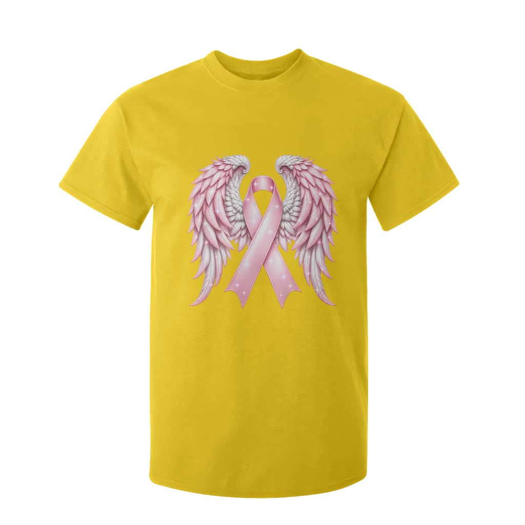 Breast Cancer Warrior Support T Shirt For Kid Pink Ribbon Angel Wings Hope
