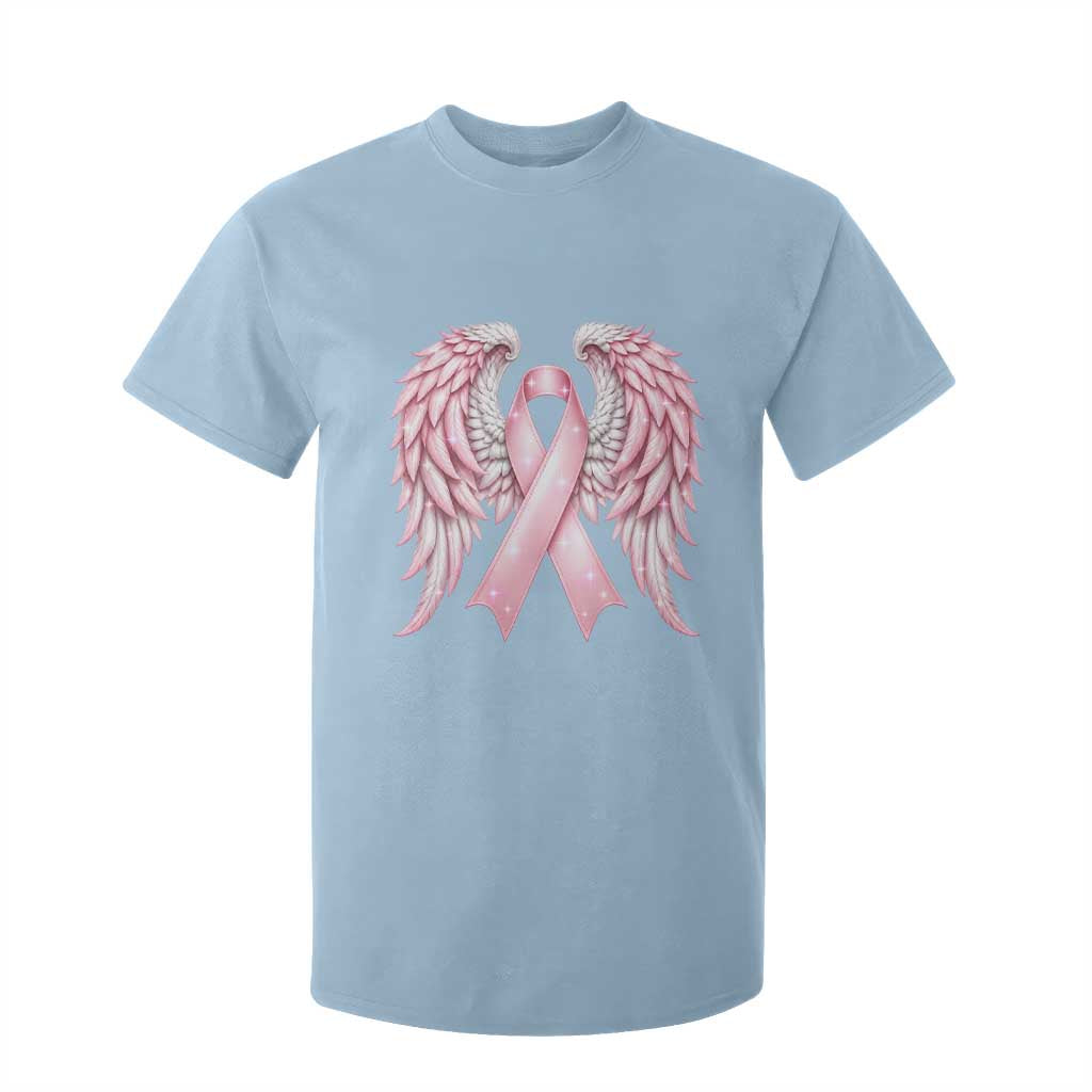 Breast Cancer Warrior Support T Shirt For Kid Pink Ribbon Angel Wings Hope