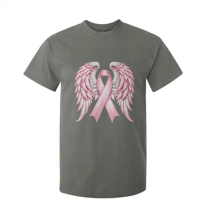 Breast Cancer Warrior Support T Shirt For Kid Pink Ribbon Angel Wings Hope