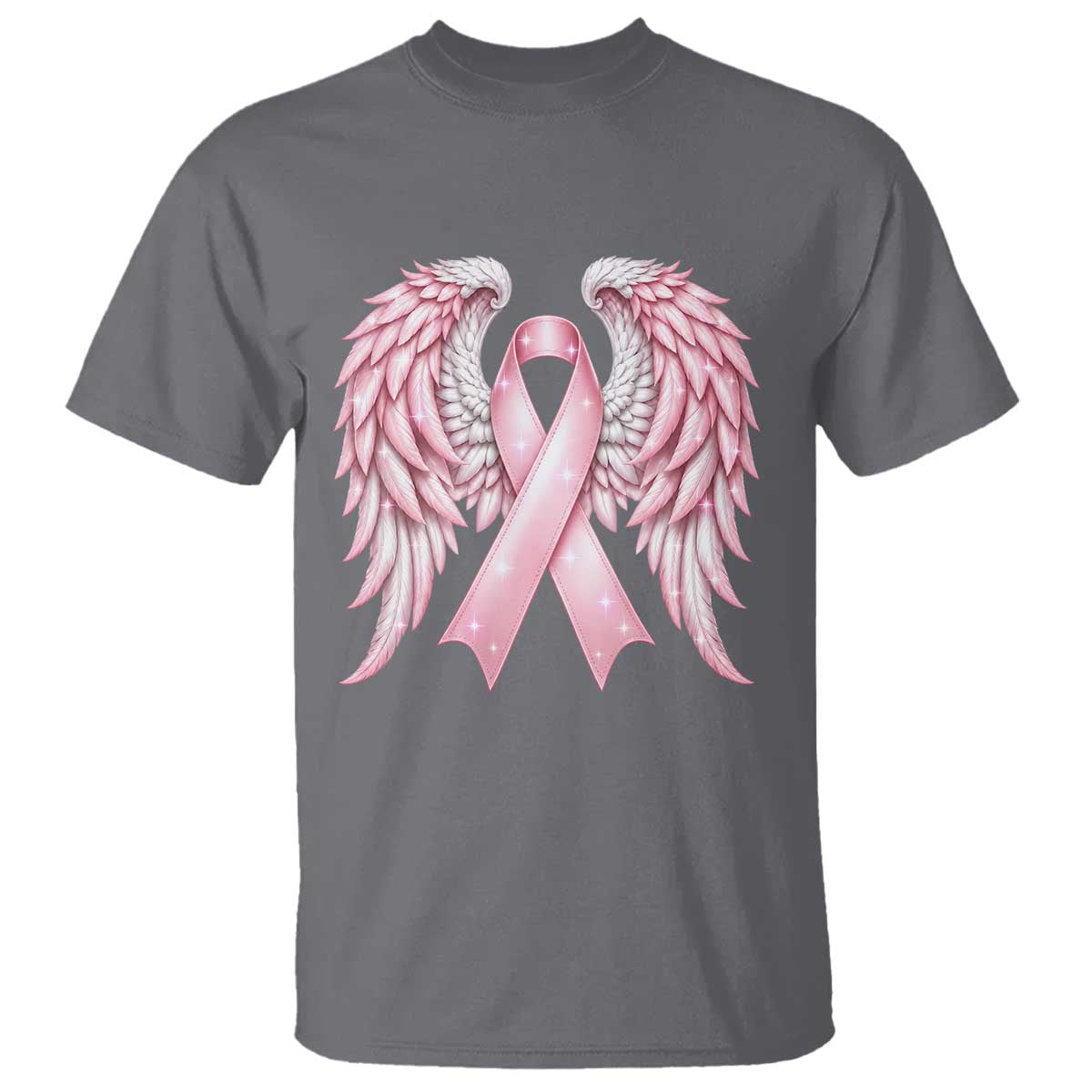 Breast Cancer Warrior Support T Shirt Pink Ribbon Angel Wings Hope