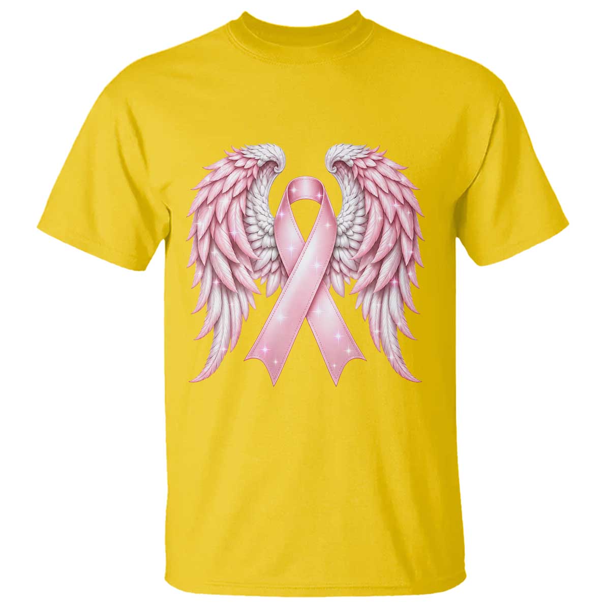 Breast Cancer Warrior Support T Shirt Pink Ribbon Angel Wings Hope