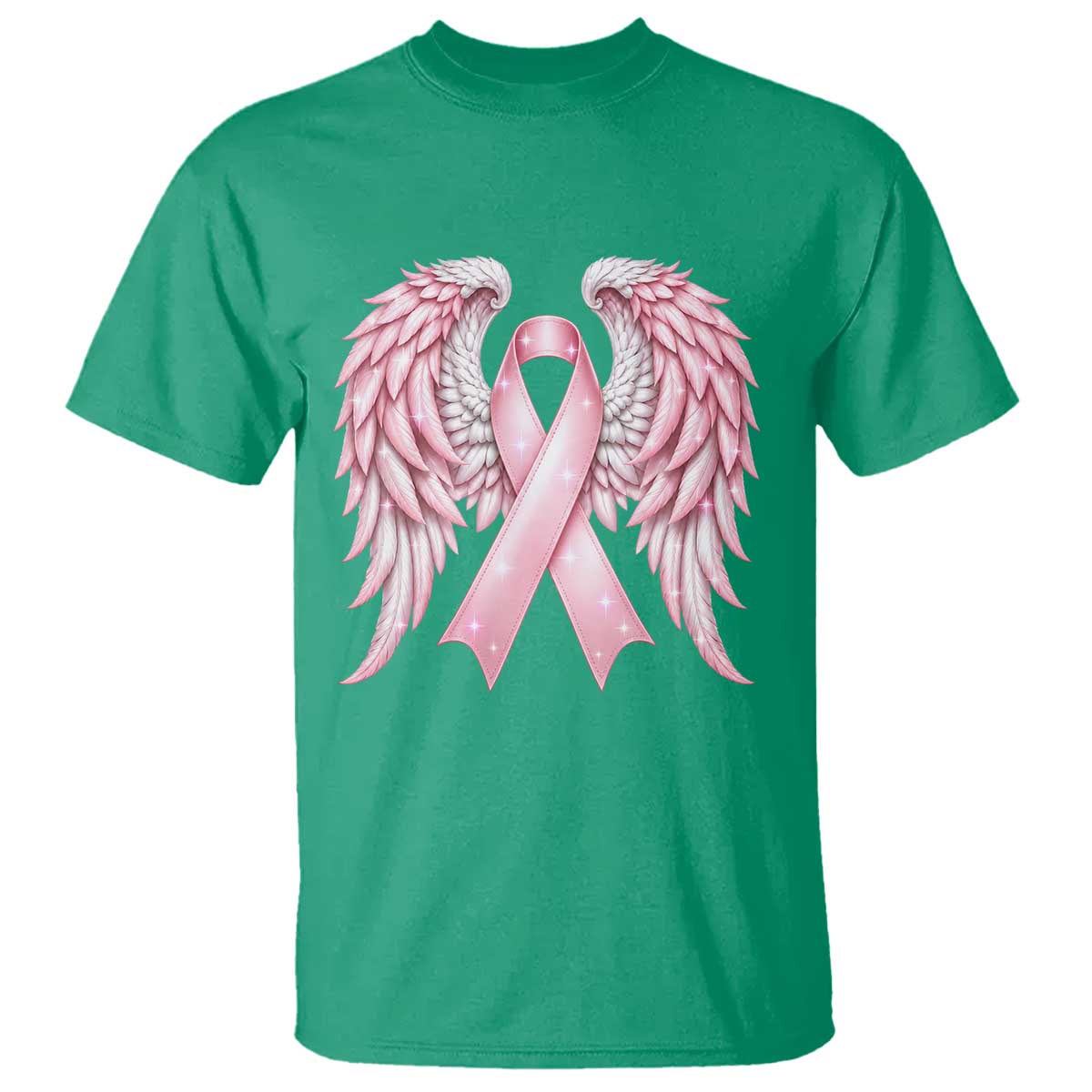 Breast Cancer Warrior Support T Shirt Pink Ribbon Angel Wings Hope