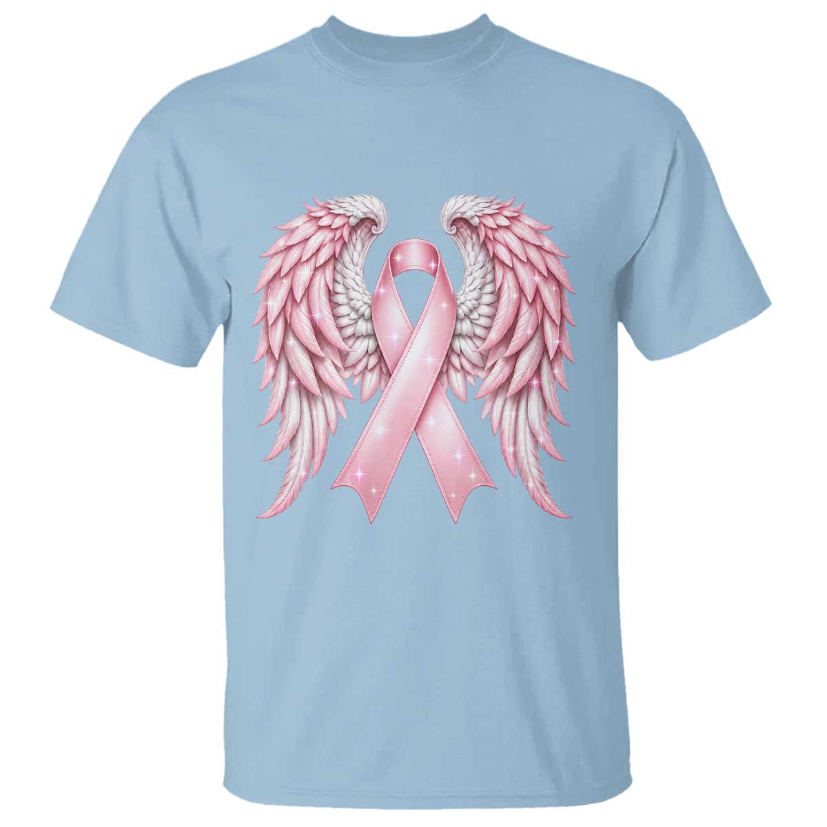 Breast Cancer Warrior Support T Shirt Pink Ribbon Angel Wings Hope