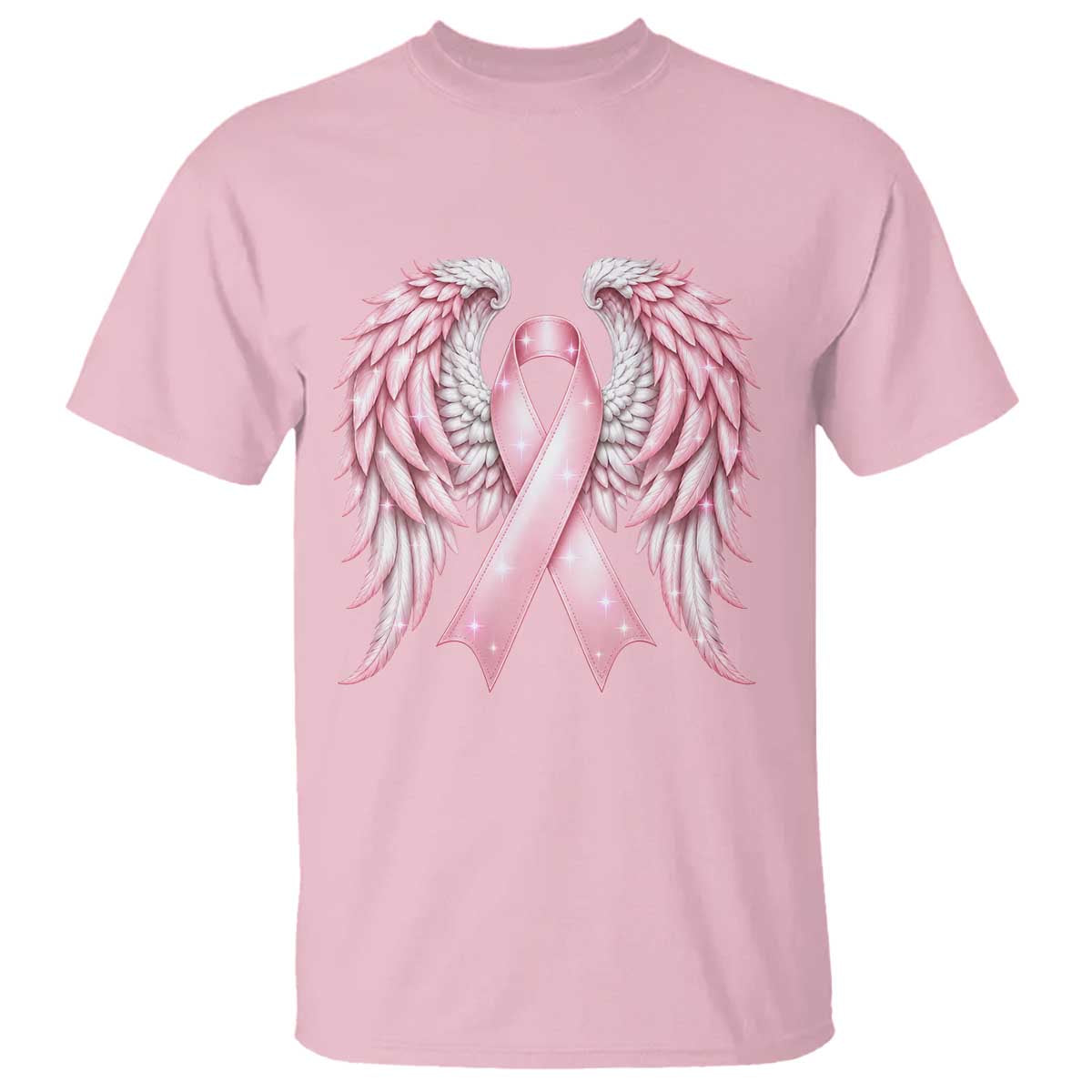 Breast Cancer Warrior Support T Shirt Pink Ribbon Angel Wings Hope