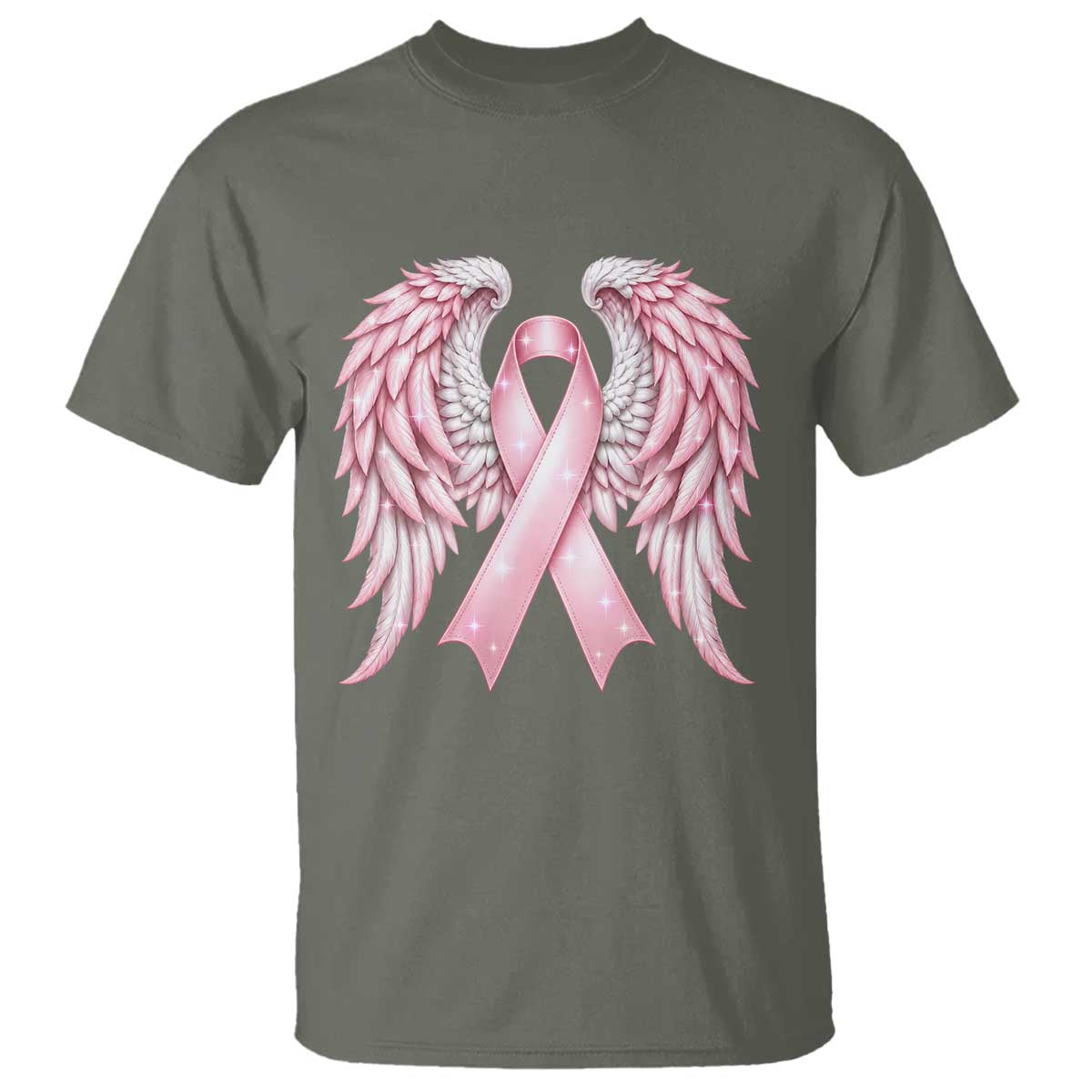 Breast Cancer Warrior Support T Shirt Pink Ribbon Angel Wings Hope