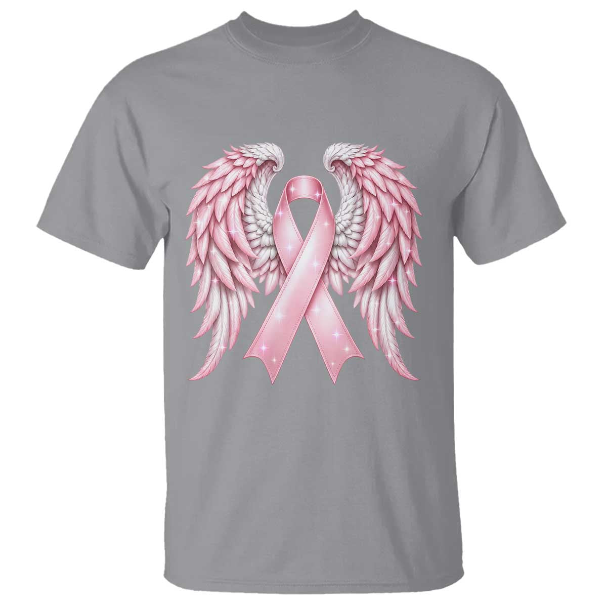 Breast Cancer Warrior Support T Shirt Pink Ribbon Angel Wings Hope