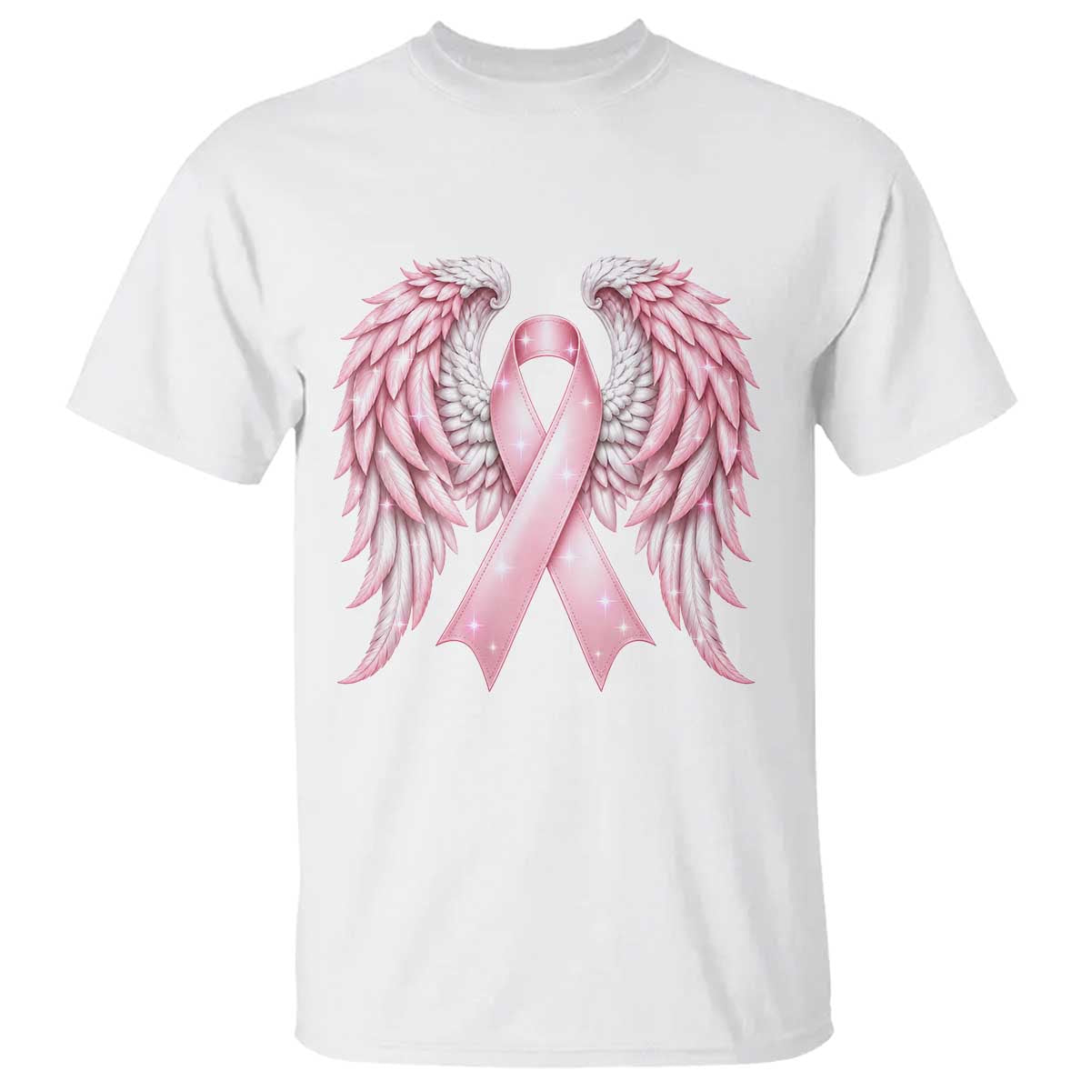 Breast Cancer Warrior Support T Shirt Pink Ribbon Angel Wings Hope