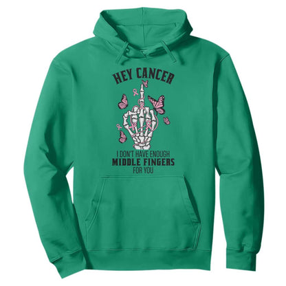 Breast Cancer Warrior Support Hoodie I Dont Have Enough Middle Fingers Pink Ribbon Skeleton