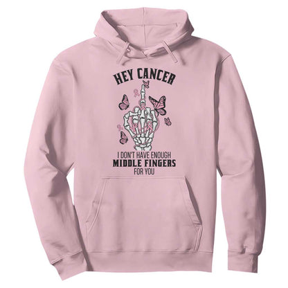 Breast Cancer Warrior Support Hoodie I Dont Have Enough Middle Fingers Pink Ribbon Skeleton