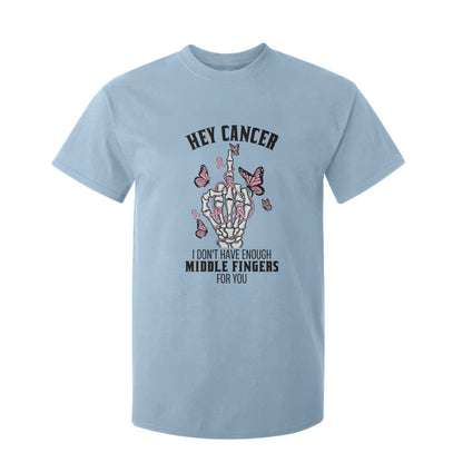 Breast Cancer Warrior Support T Shirt For Kid I Dont Have Enough Middle Fingers Pink Ribbon Skeleton