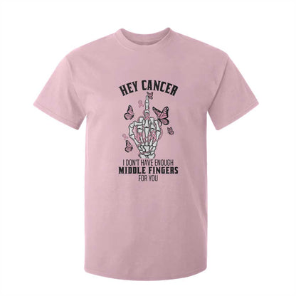 Breast Cancer Warrior Support T Shirt For Kid I Dont Have Enough Middle Fingers Pink Ribbon Skeleton