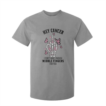 Breast Cancer Warrior Support T Shirt For Kid I Dont Have Enough Middle Fingers Pink Ribbon Skeleton