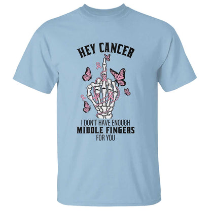 Breast Cancer Warrior Support T Shirt I Dont Have Enough Middle Fingers Pink Ribbon Skeleton