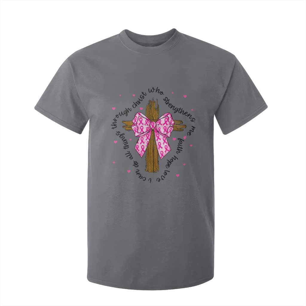 Christian Breast Cancer Support T Shirt For Kid I Can Do All Things Through Christ