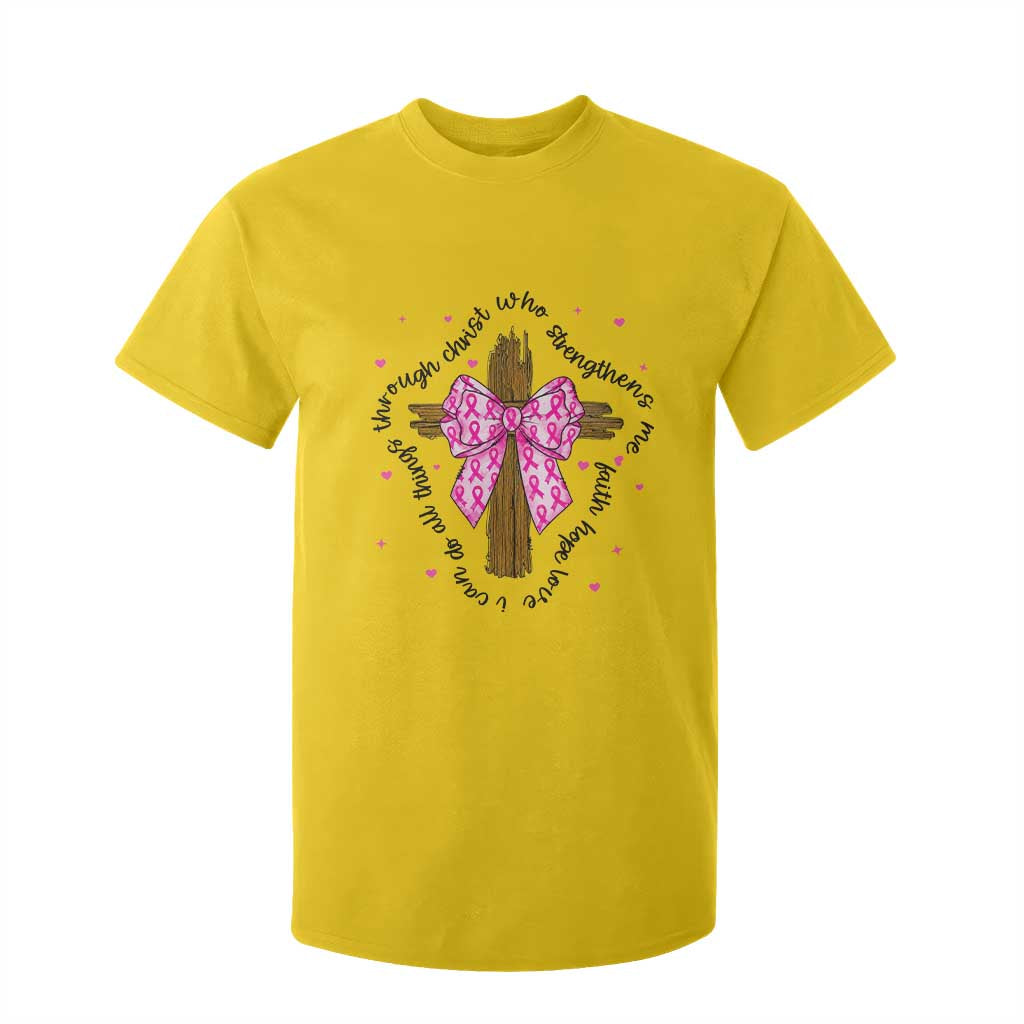 Christian Breast Cancer Support T Shirt For Kid I Can Do All Things Through Christ