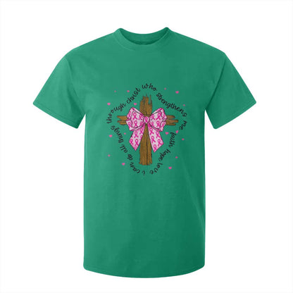Christian Breast Cancer Support T Shirt For Kid I Can Do All Things Through Christ