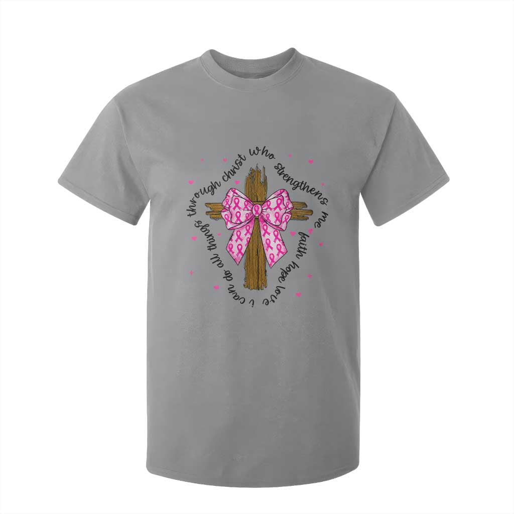 Christian Breast Cancer Support T Shirt For Kid I Can Do All Things Through Christ