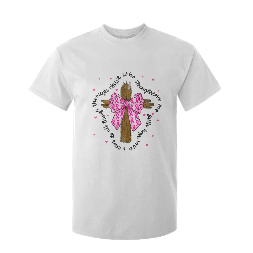 Christian Breast Cancer Support T Shirt For Kid I Can Do All Things Through Christ