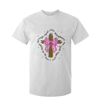 Christian Breast Cancer Support T Shirt For Kid I Can Do All Things Through Christ