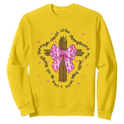 Christian Breast Cancer Support Sweatshirt I Can Do All Things Through Christ