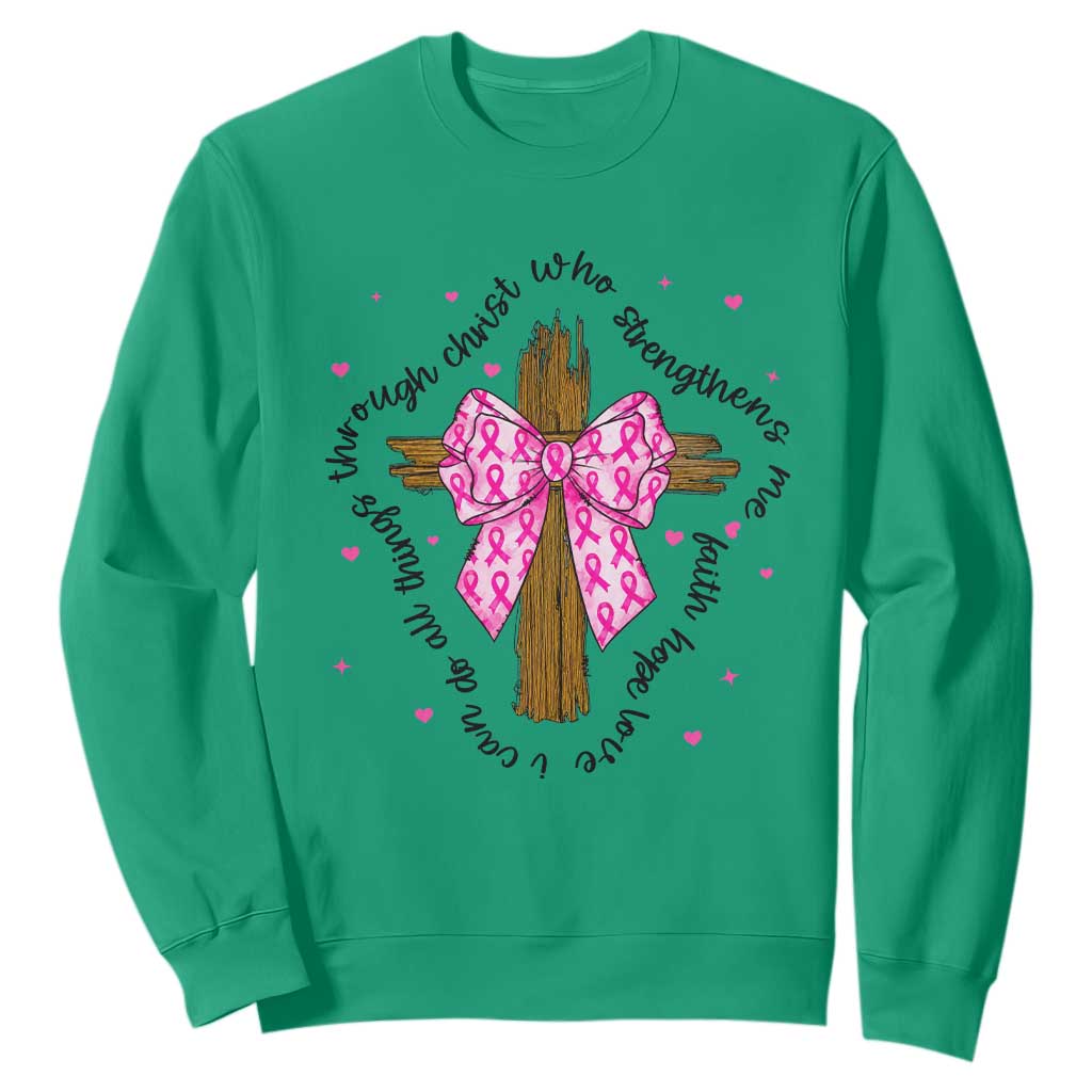 Christian Breast Cancer Support Sweatshirt I Can Do All Things Through Christ