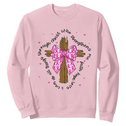 Christian Breast Cancer Support Sweatshirt I Can Do All Things Through Christ