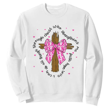 Christian Breast Cancer Support Sweatshirt I Can Do All Things Through Christ