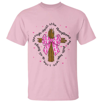 Christian Breast Cancer Support T Shirt I Can Do All Things Through Christ