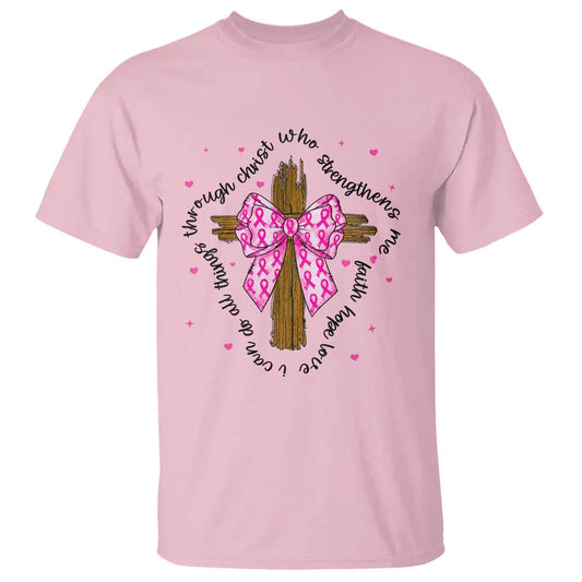 Christian Breast Cancer Support T Shirt I Can Do All Things Through Christ