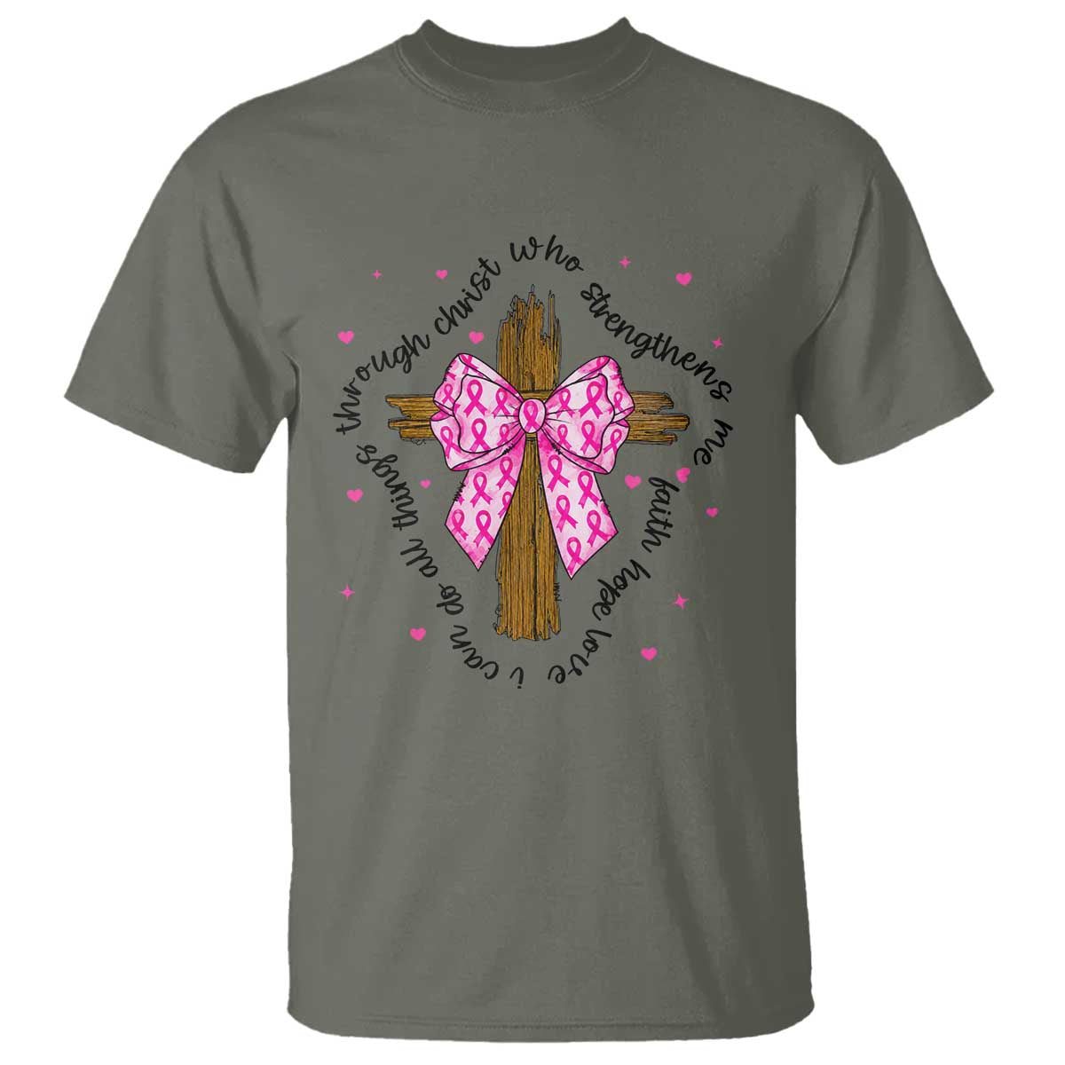 Christian Breast Cancer Support T Shirt I Can Do All Things Through Christ