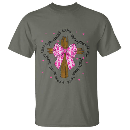 Christian Breast Cancer Support T Shirt I Can Do All Things Through Christ