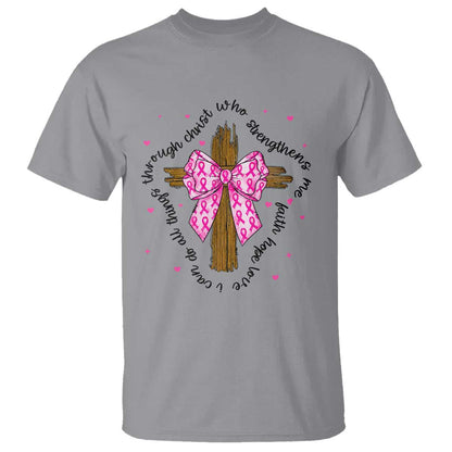 Christian Breast Cancer Support T Shirt I Can Do All Things Through Christ