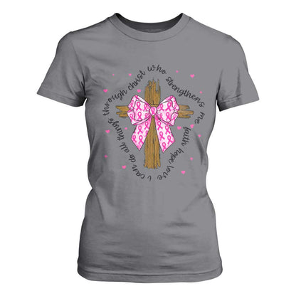 Christian Breast Cancer Support T Shirt For Women I Can Do All Things Through Christ