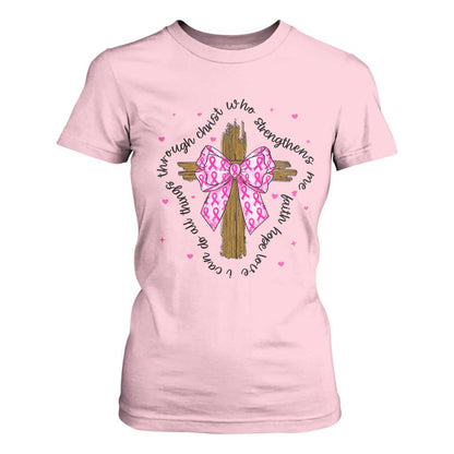Christian Breast Cancer Support T Shirt For Women I Can Do All Things Through Christ