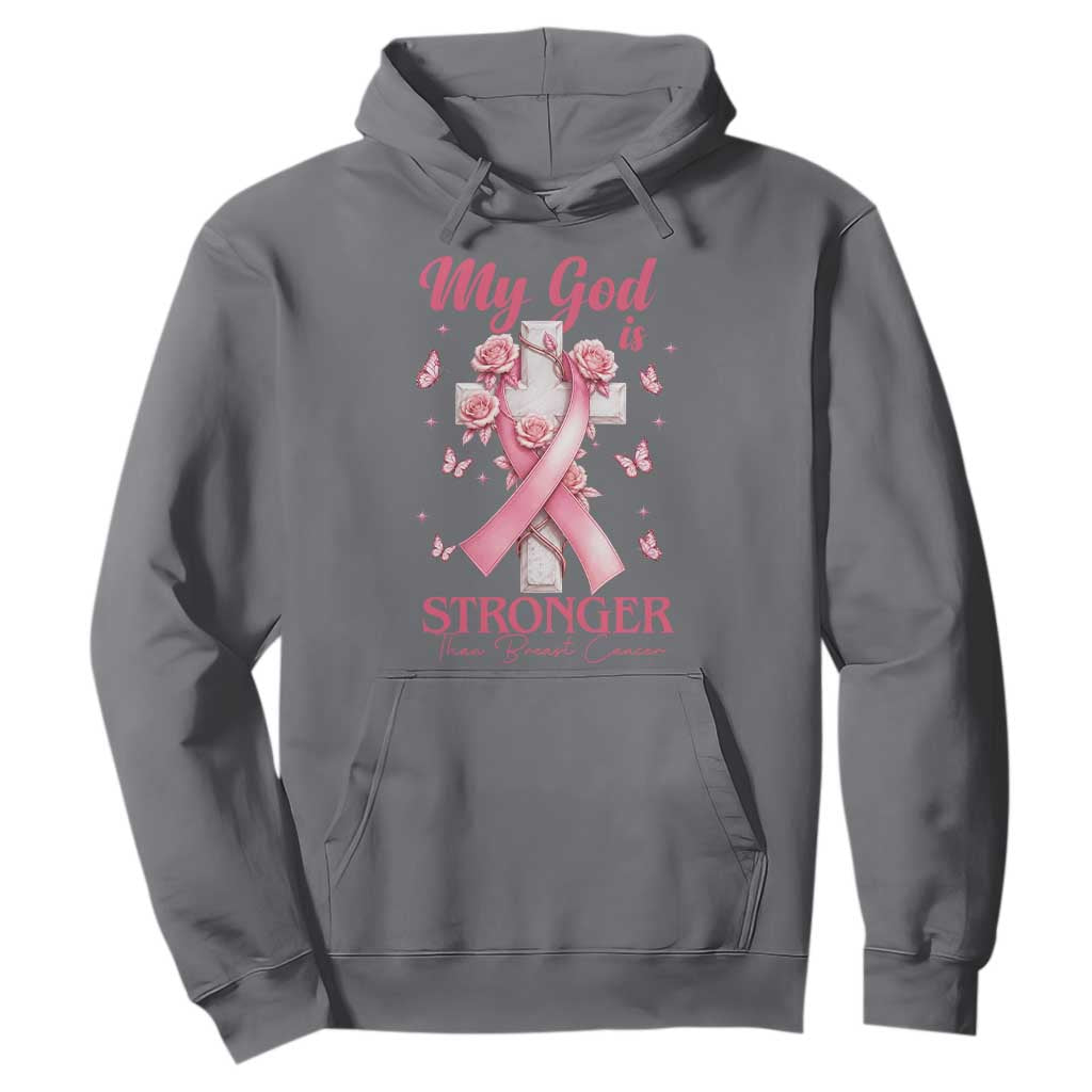 My God Is Stronger Than Breast Cancer Hoodie Christian Warrior Support