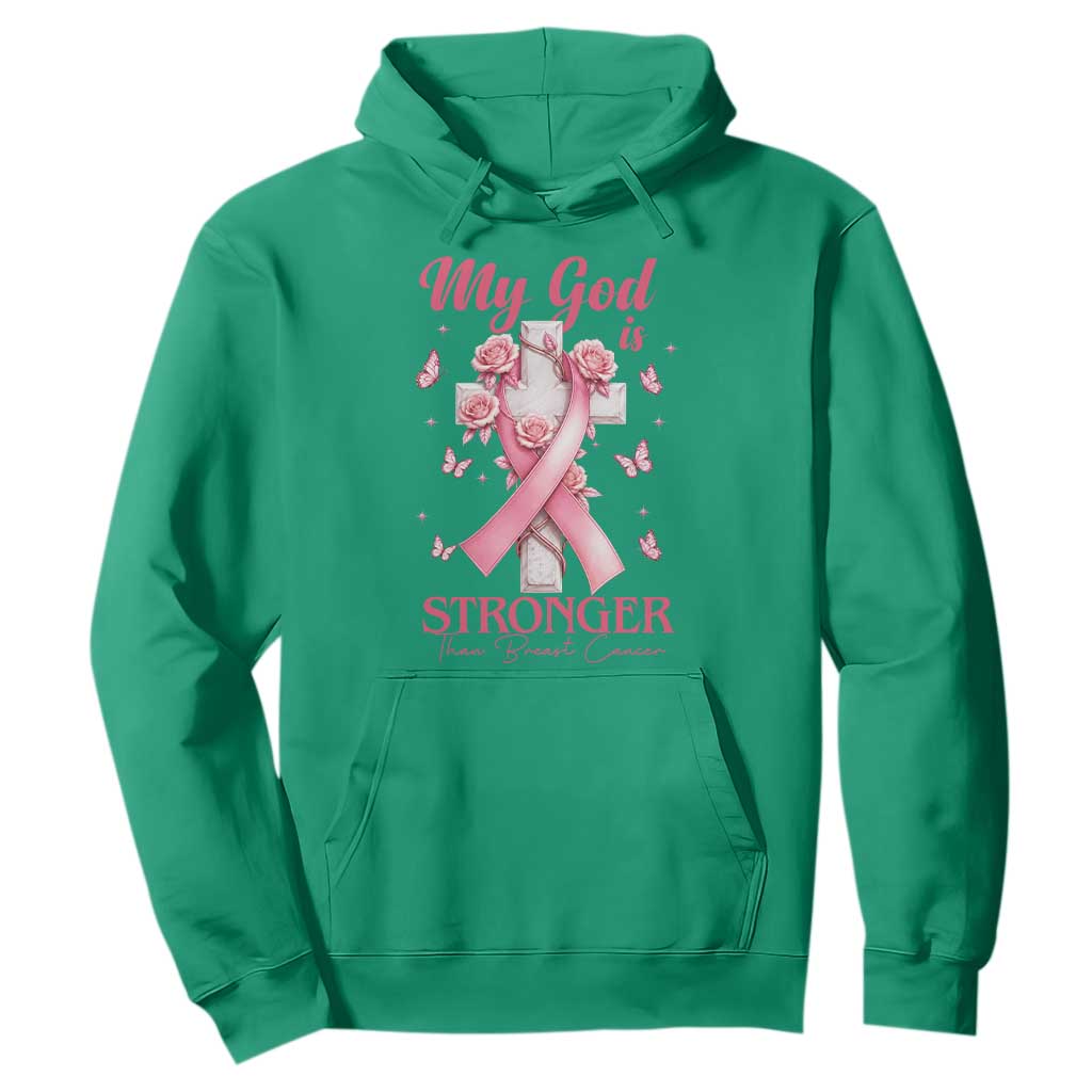 My God Is Stronger Than Breast Cancer Hoodie Christian Warrior Support