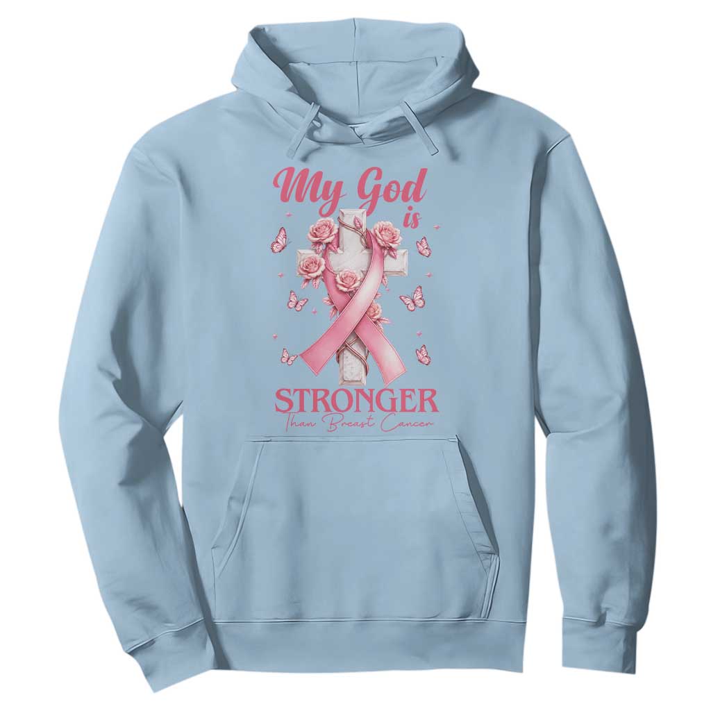 My God Is Stronger Than Breast Cancer Hoodie Christian Warrior Support