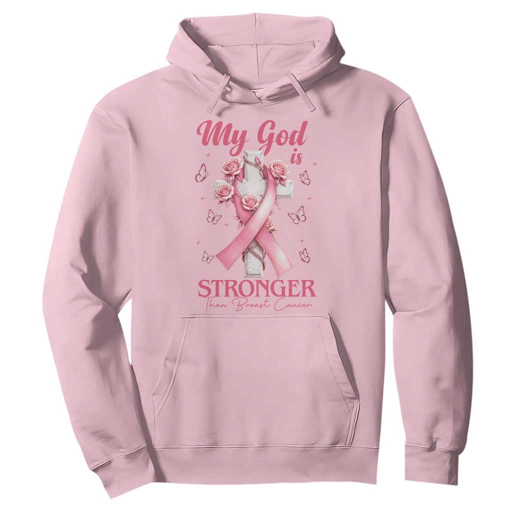 My God Is Stronger Than Breast Cancer Hoodie Christian Warrior Support
