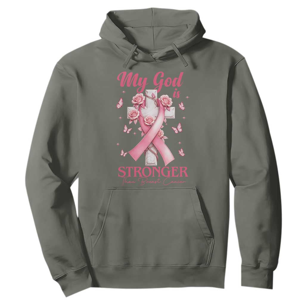 My God Is Stronger Than Breast Cancer Hoodie Christian Warrior Support