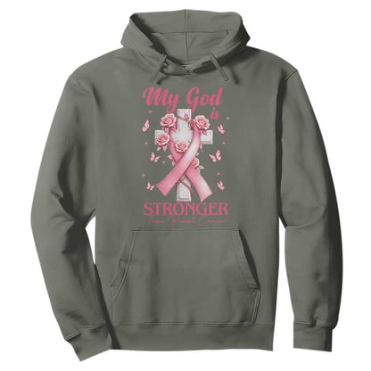 My God Is Stronger Than Breast Cancer Hoodie Christian Warrior Support